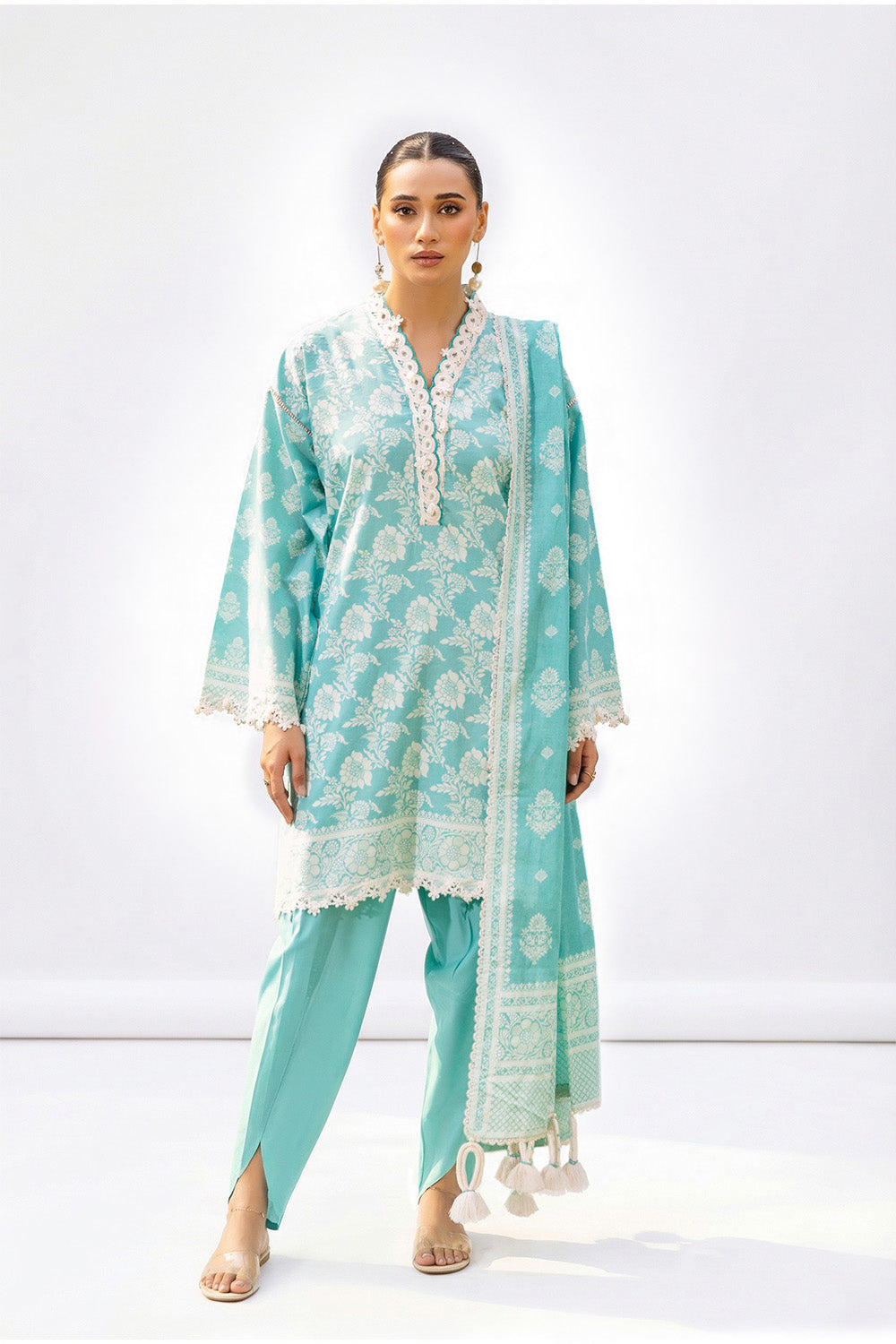 3 Piece Lacquer Printed Lawn Suit with Lace and Dupatta CL-52437