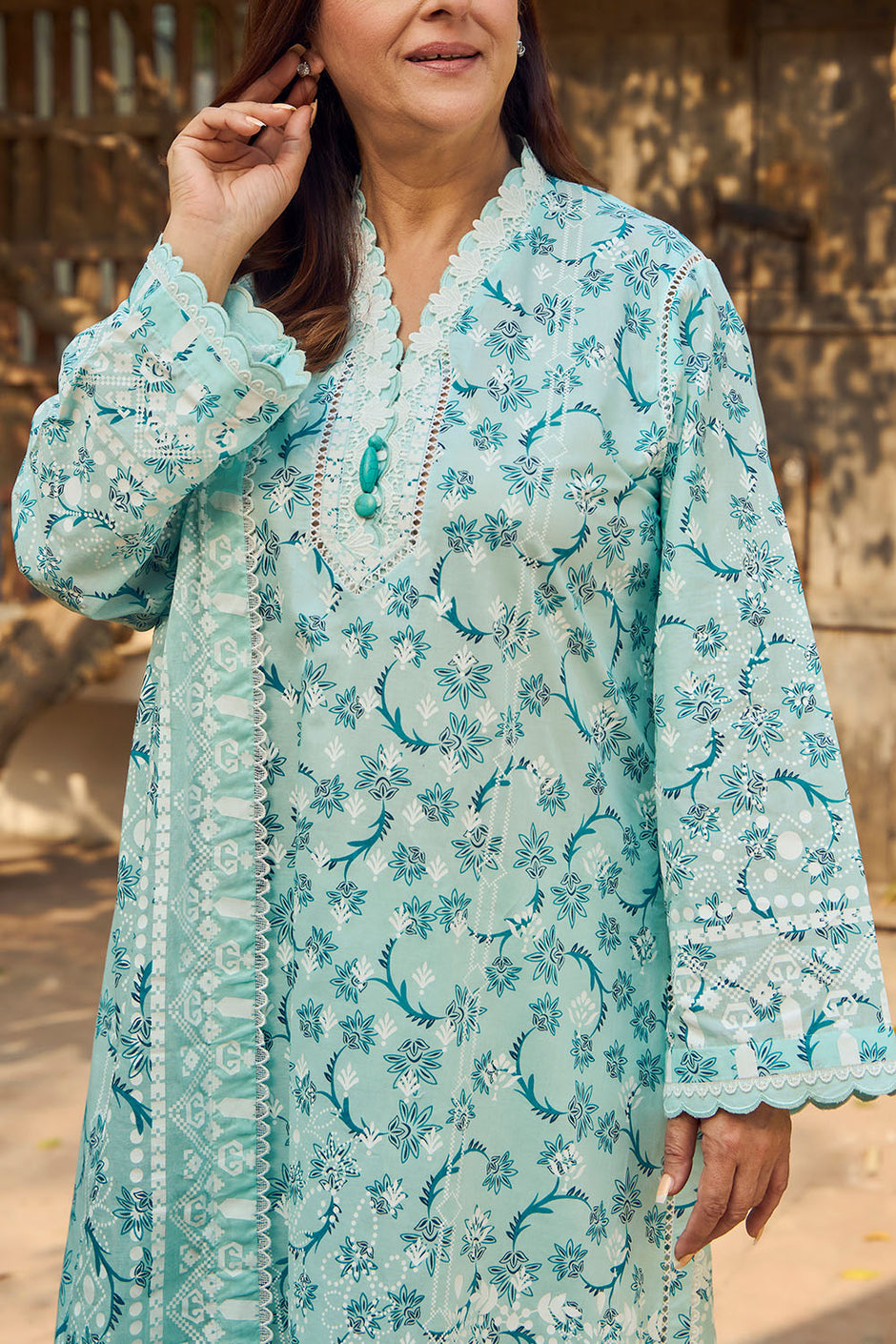3 Piece Lacquer Printed Lawn Suit with Dupatta