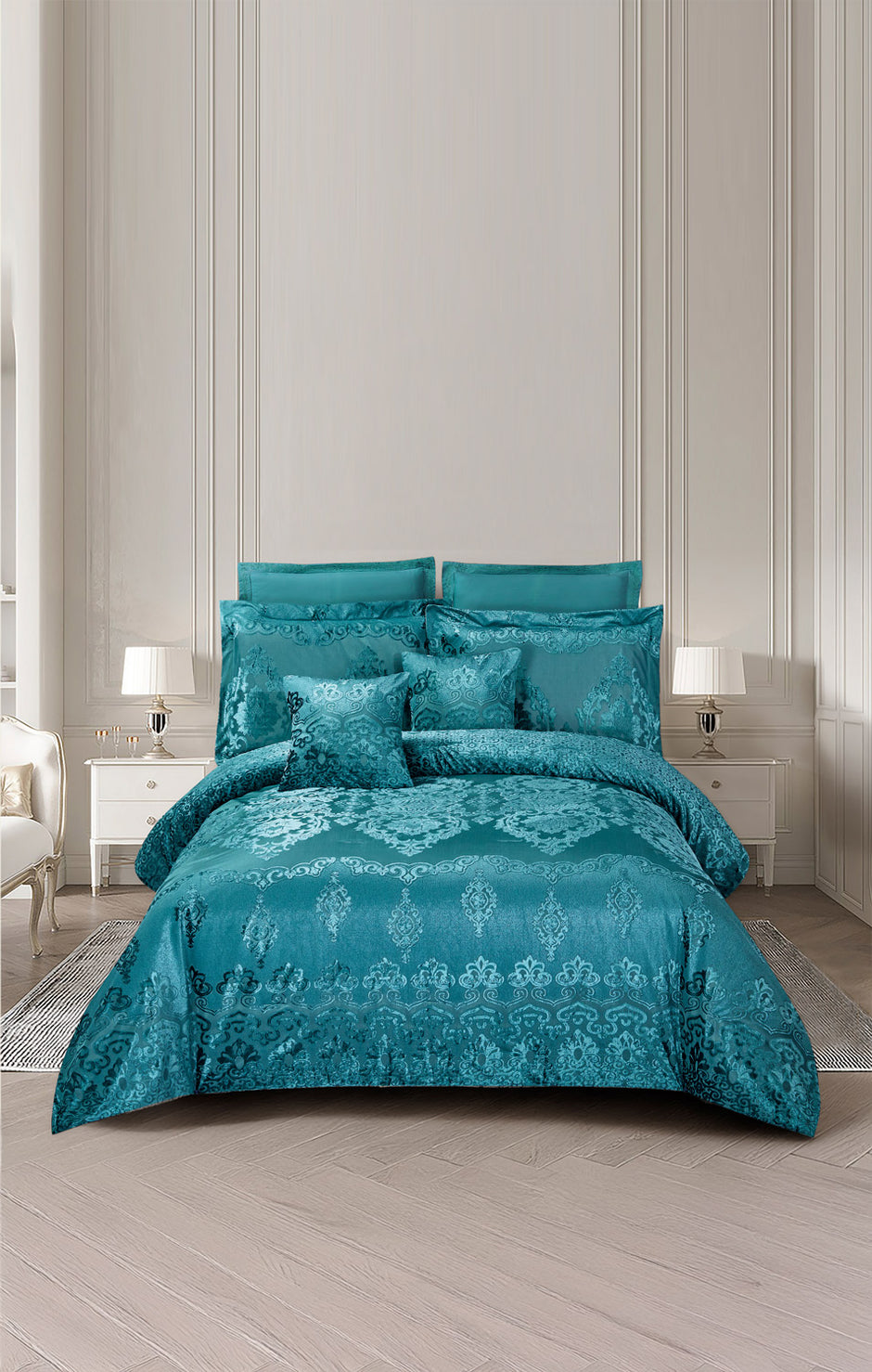 Lake Blue Chenille Comforter Set