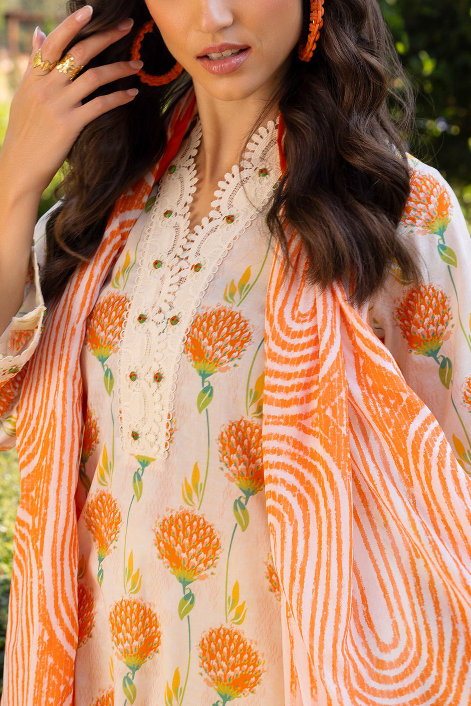 3 Piece Printed Lawn suit with Lace