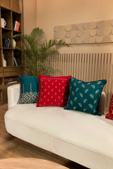 Leaf Embroidered Cushion Cover