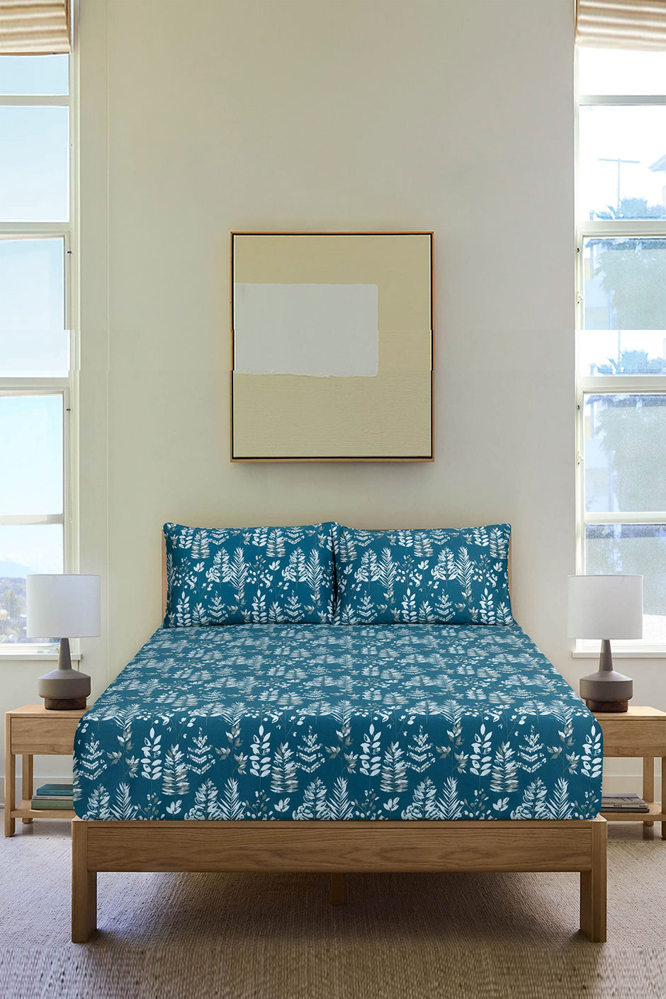 Leaf Imprint T-200 Fitted Sheet Set
