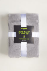 Light grey 3pc Zero Twist Towel Set
