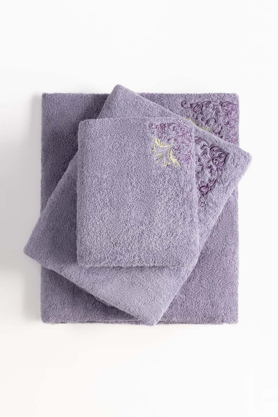 Lilac Ice 3pcs Embroidered Towel Set