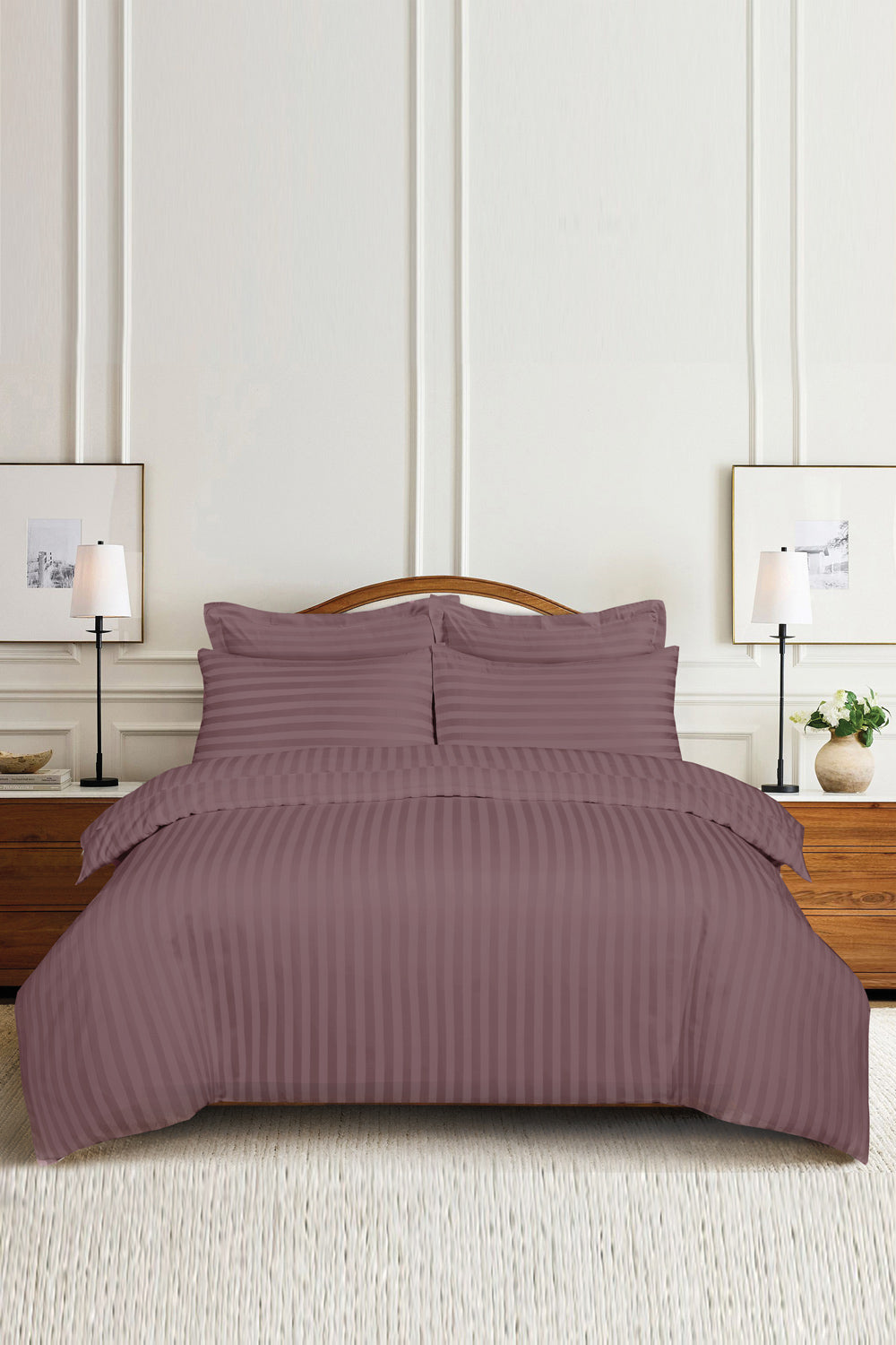 Lilas Luxury Stripe Quilt Cover Set