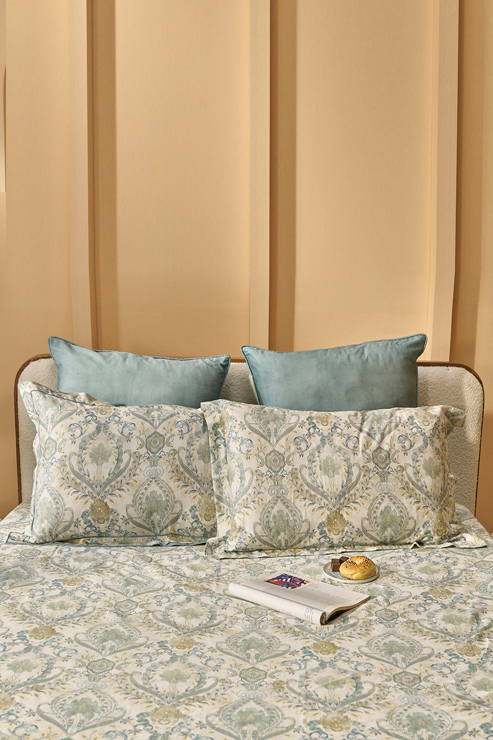 Indus Valley Cotton Lumiere Damask Bed Sheet Set