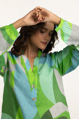 Lurex Jacquard Printed Co-Ord Set IPST-55265-B