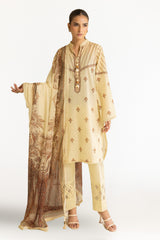 3 Piece Unstitched Printed Lawn Suit with Printed Chiffon Dupatta MFL-42012