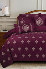 Mahogany T-200 Embroidered Quilt Cover Set