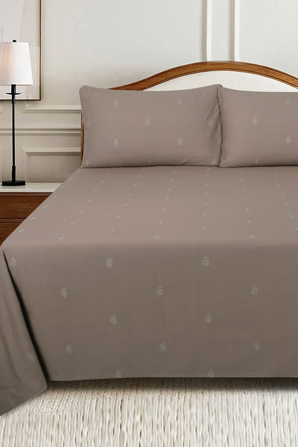 Meringue Mocha Embroidered Sheet Set