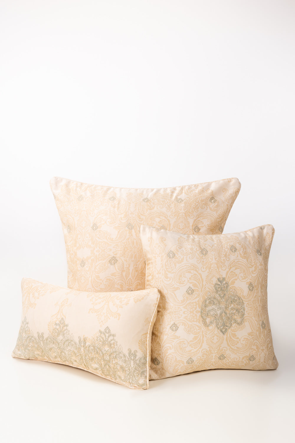 Misty Green Embroidered Square Cushion Cover