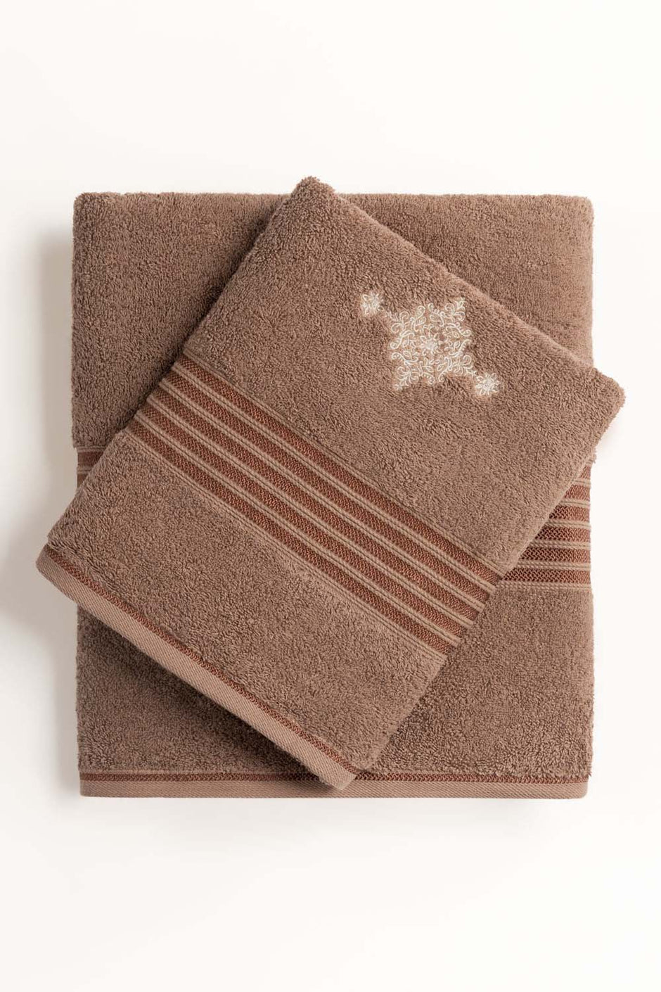 Mocha Brown Embroidered Towel
