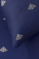 Navy Blue T-150 Embroidered Bed Sheet Set