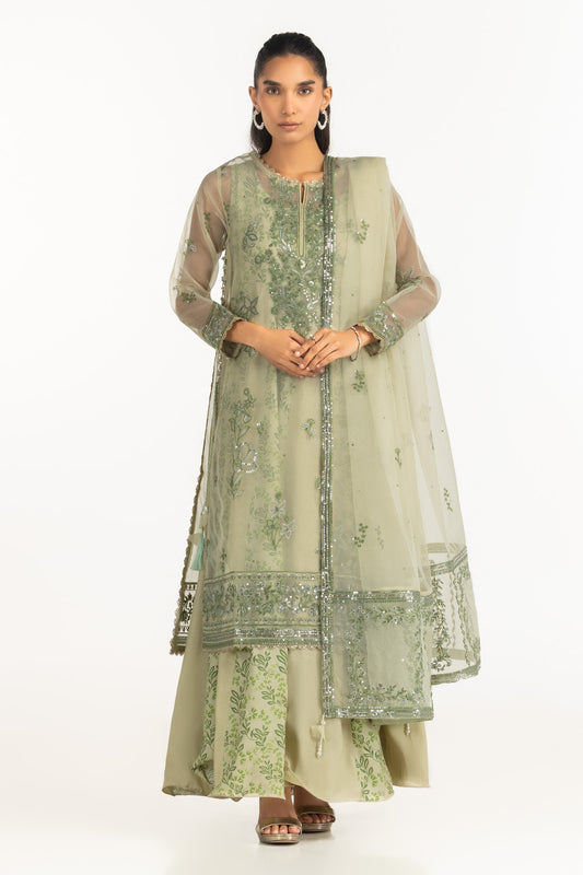 Organza Embroidered Shirt With Printed Inner And Embroidered Dupatta IPSD-77417