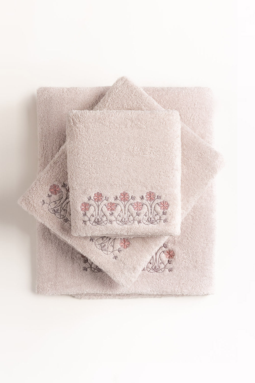 Pink Dust 3 piece Embroidered Towel Set