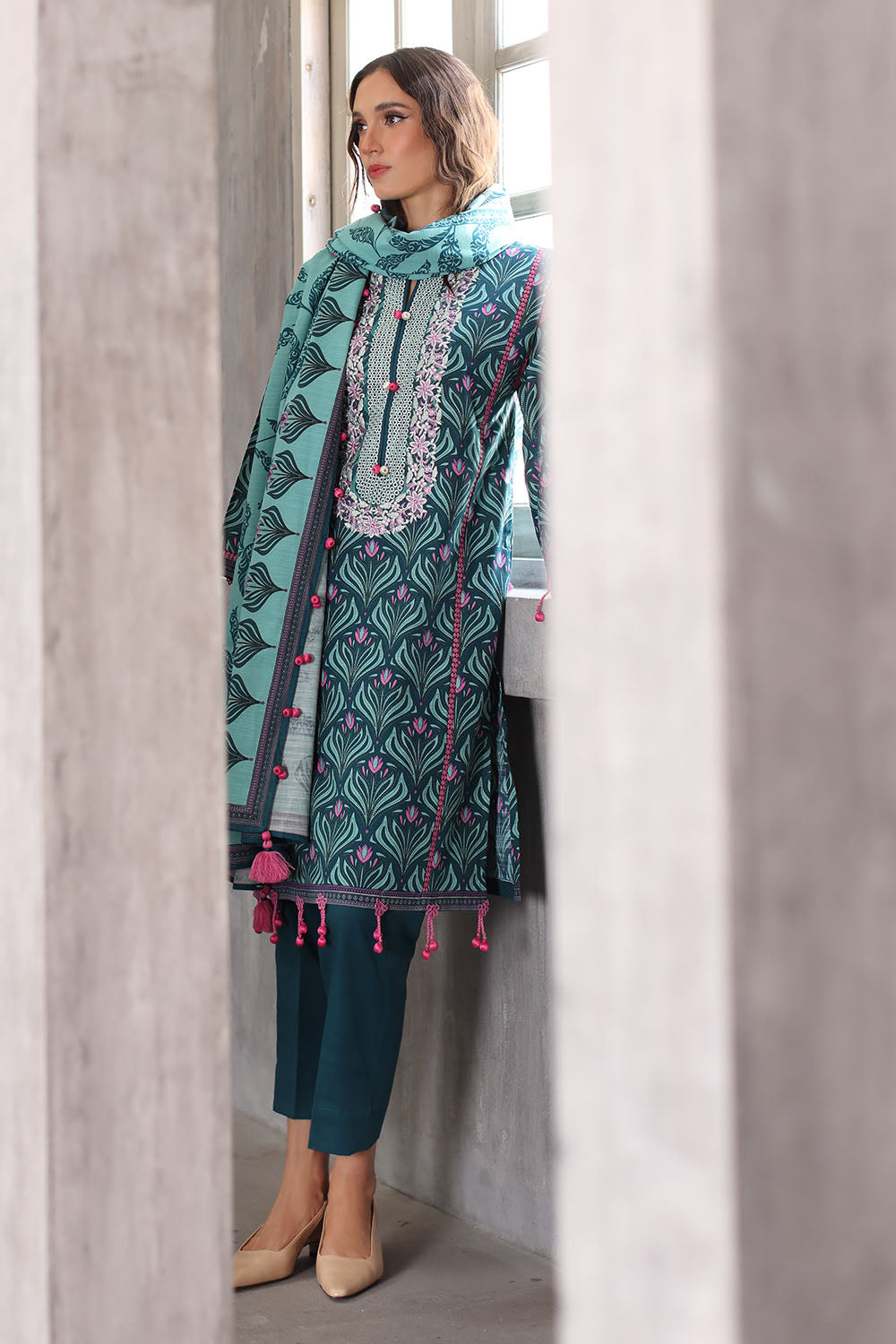 3 Piece Printed Khaddar Suit with Printed Khaddar Dupatta