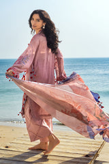 3 Piece Embroidered Printed Paper Cotton Suit with Zari Dupatta FE-52085