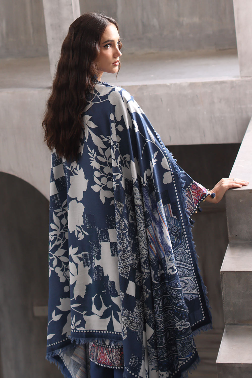 3 Piece Embroidered Printed Karandi Suit with Printed Karandi Dupatta