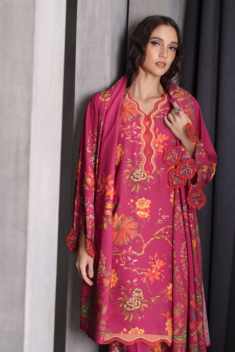 3 Piece Printed Karandi Suit with Printed Karandi Dupatta