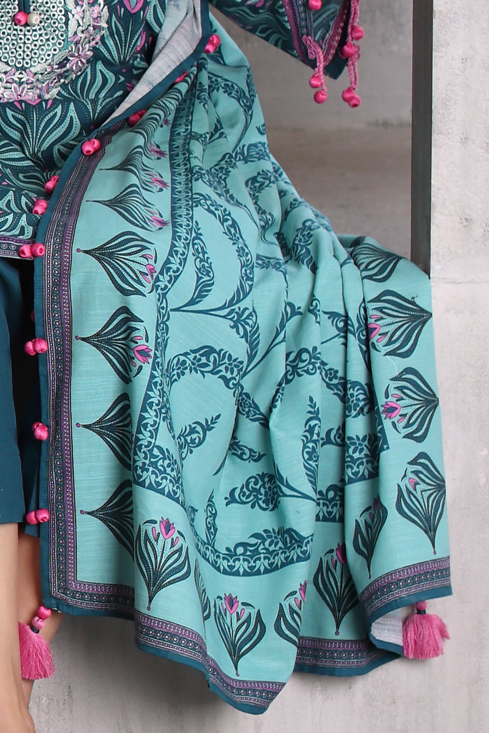 3 Piece Printed Khaddar Suit with Printed Khaddar Dupatta