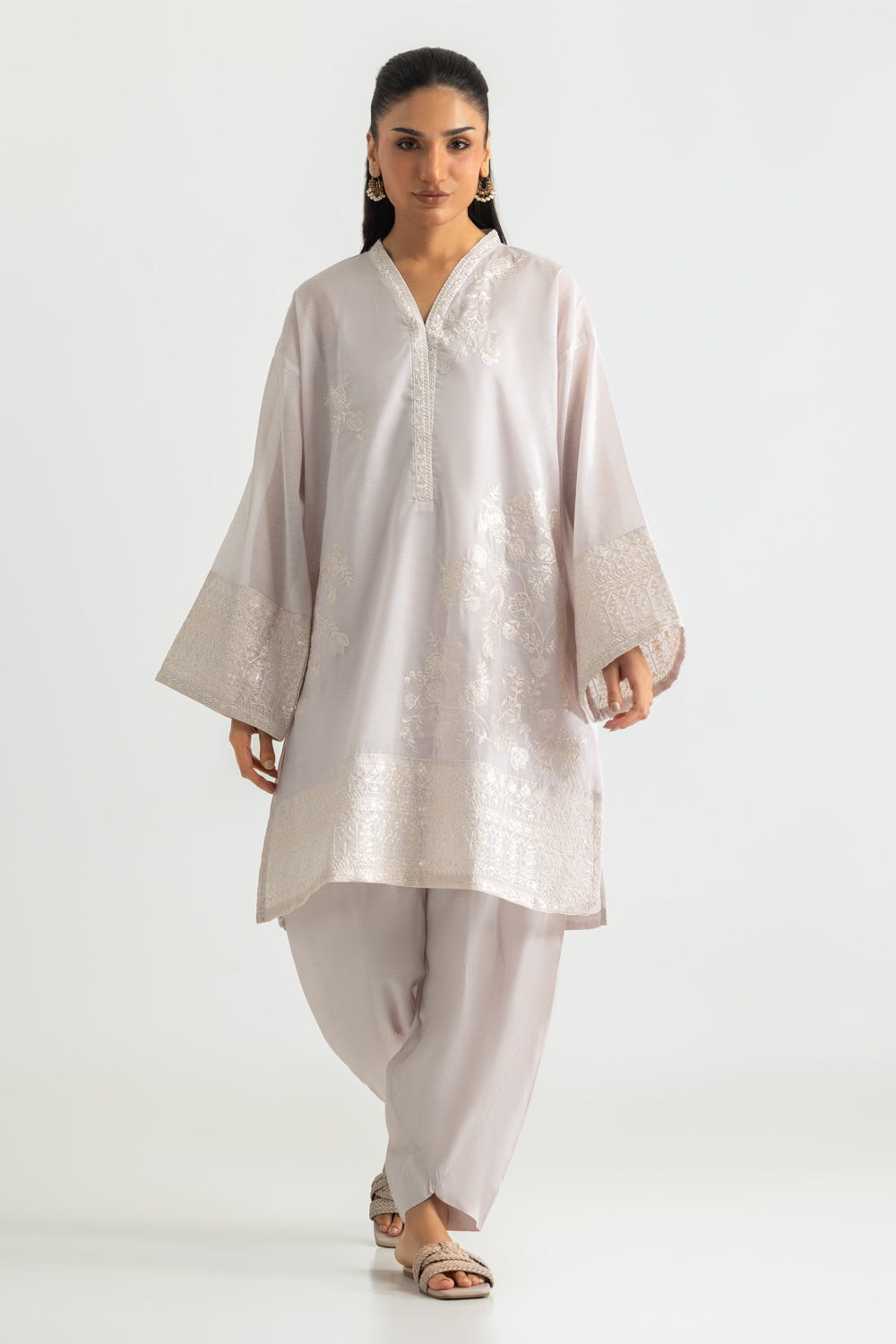 Paper Cotton Embroidered Shirt And Trouser