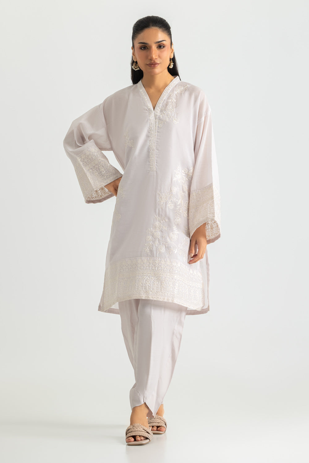 Paper Cotton Embroidered Shirt And Trouser