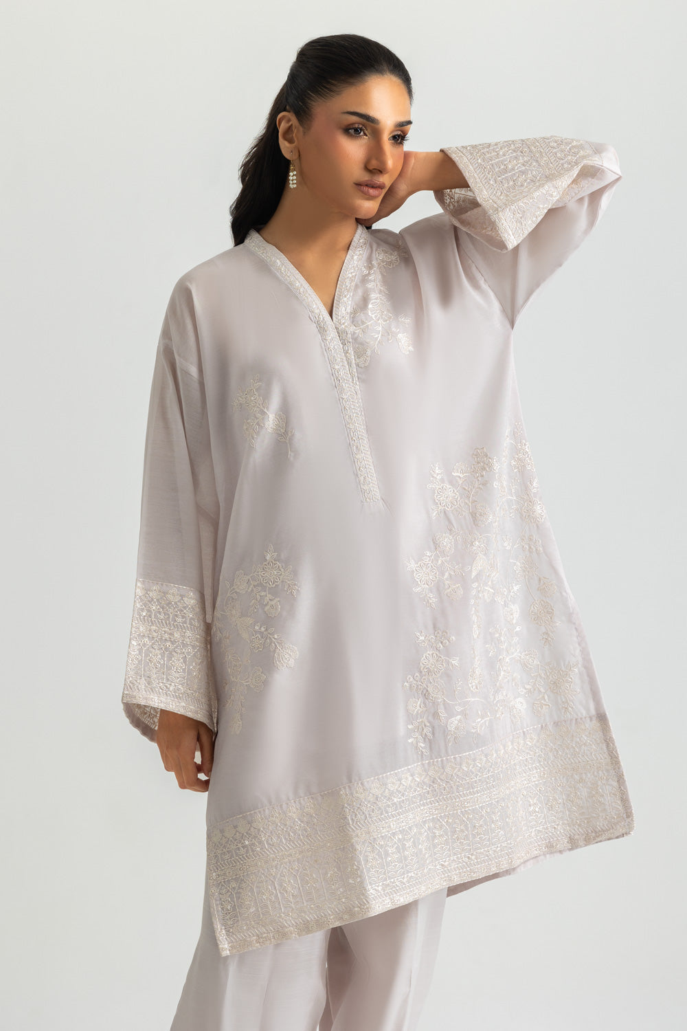 Paper Cotton Embroidered Shirt And Trouser