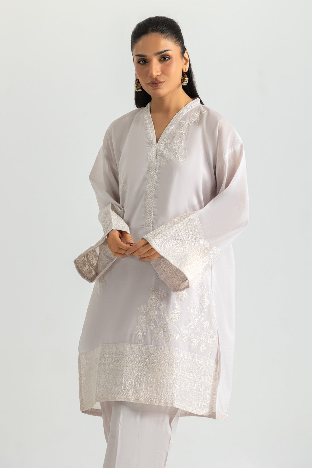 Paper Cotton Embroidered Shirt And Trouser