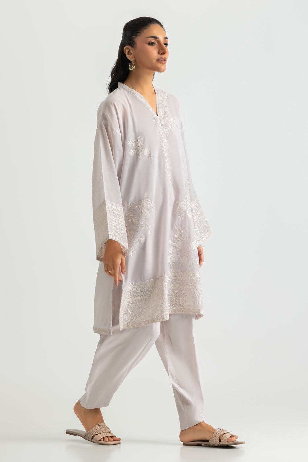 Paper Cotton Embroidered Shirt And Trouser
