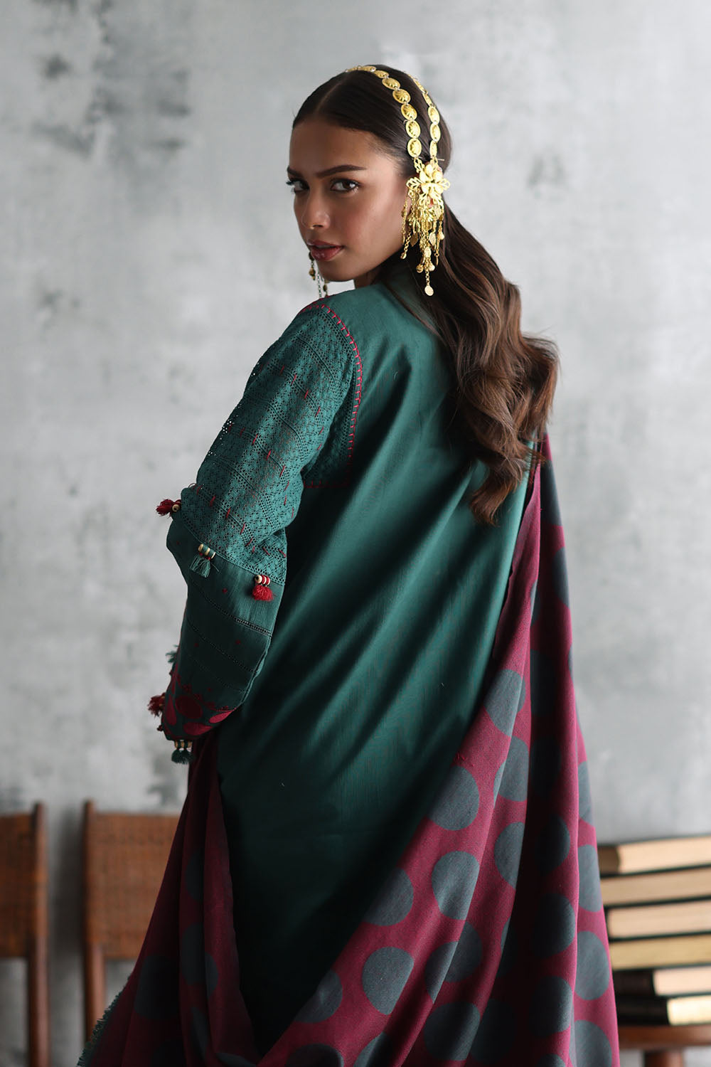 3 Piece Embroidered Khaddar Suit with Pashmina Jacquard Dupatta
