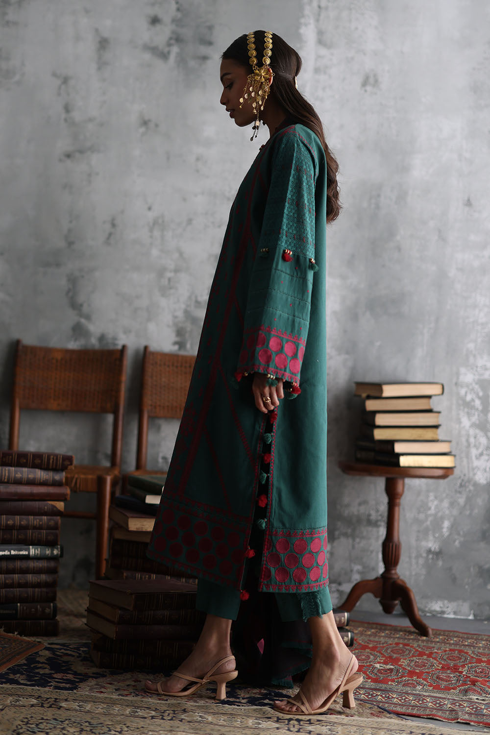 3 Piece Embroidered Khaddar Suit with Pashmina Jacquard Dupatta