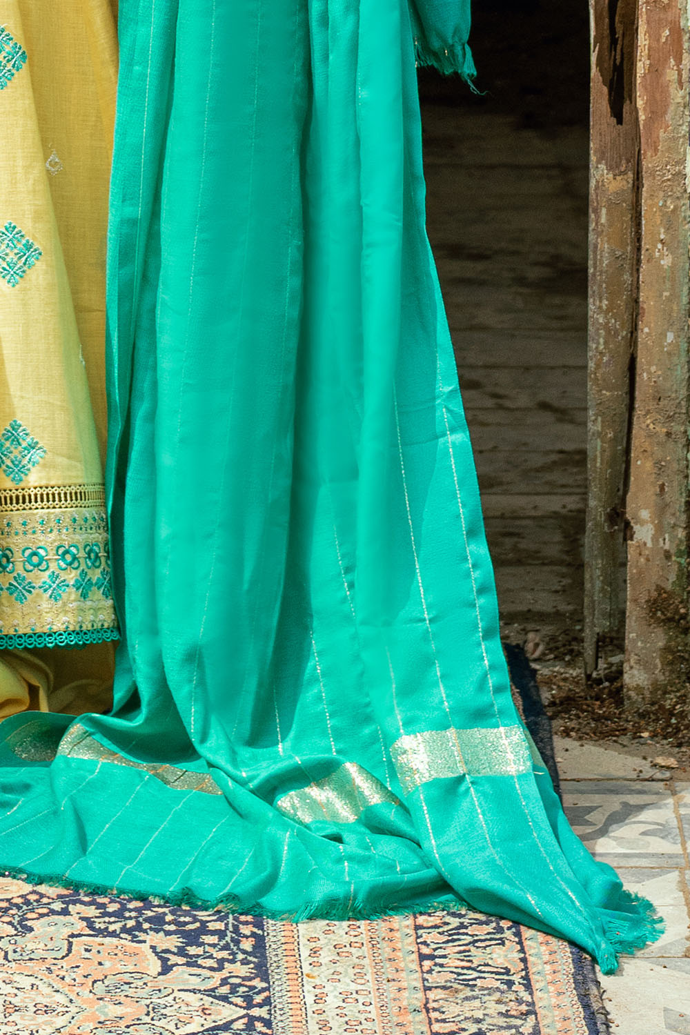 3 Piece Pashmina Suit with Embroidered Khaddar Shirt and Dyed Trouser AP-52018