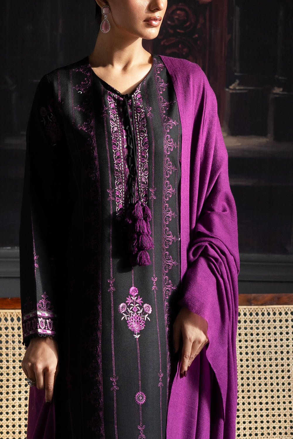 3 Piece Embroidered Pashmina Suit with Shawl and Embroidered Trouser AP-52020