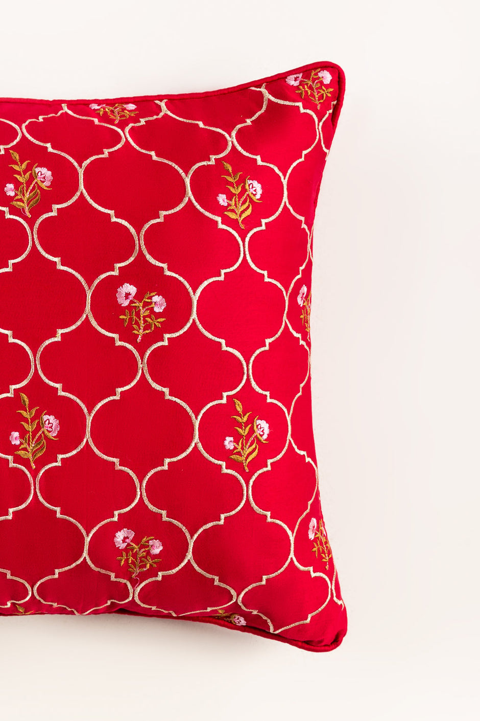 Petal Patch Embroidered Cushion Cover