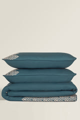 Pine Green T-200 Embroidered Quilt Cover Set