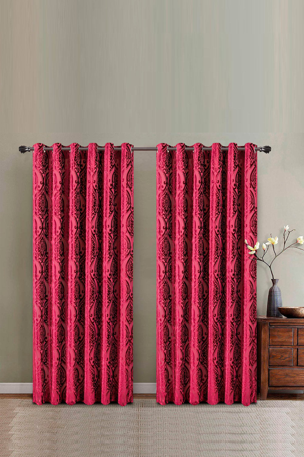 Pink Bud Chenille Curtain