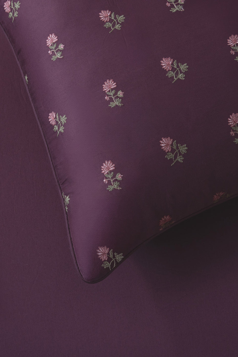 Plum Charm Embroidered Bed Sheet Set