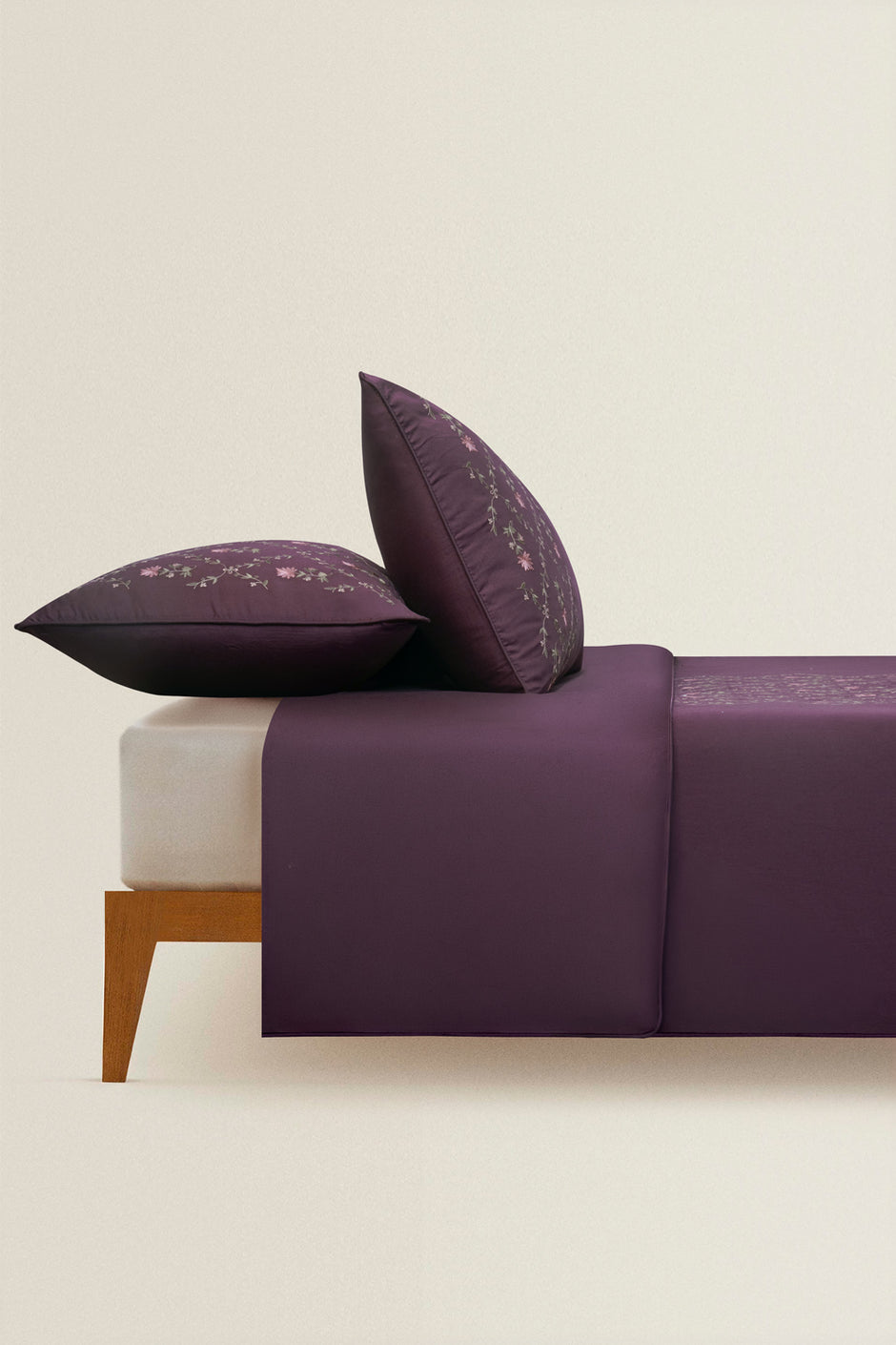Plum Charm Embroidered Quilt Cover Set