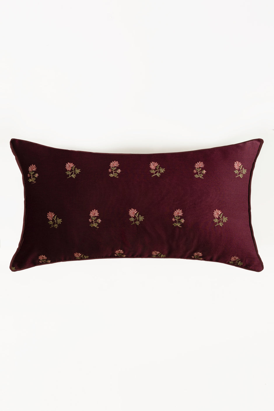 Plum Charm Embroidered Deck Cushion Cover