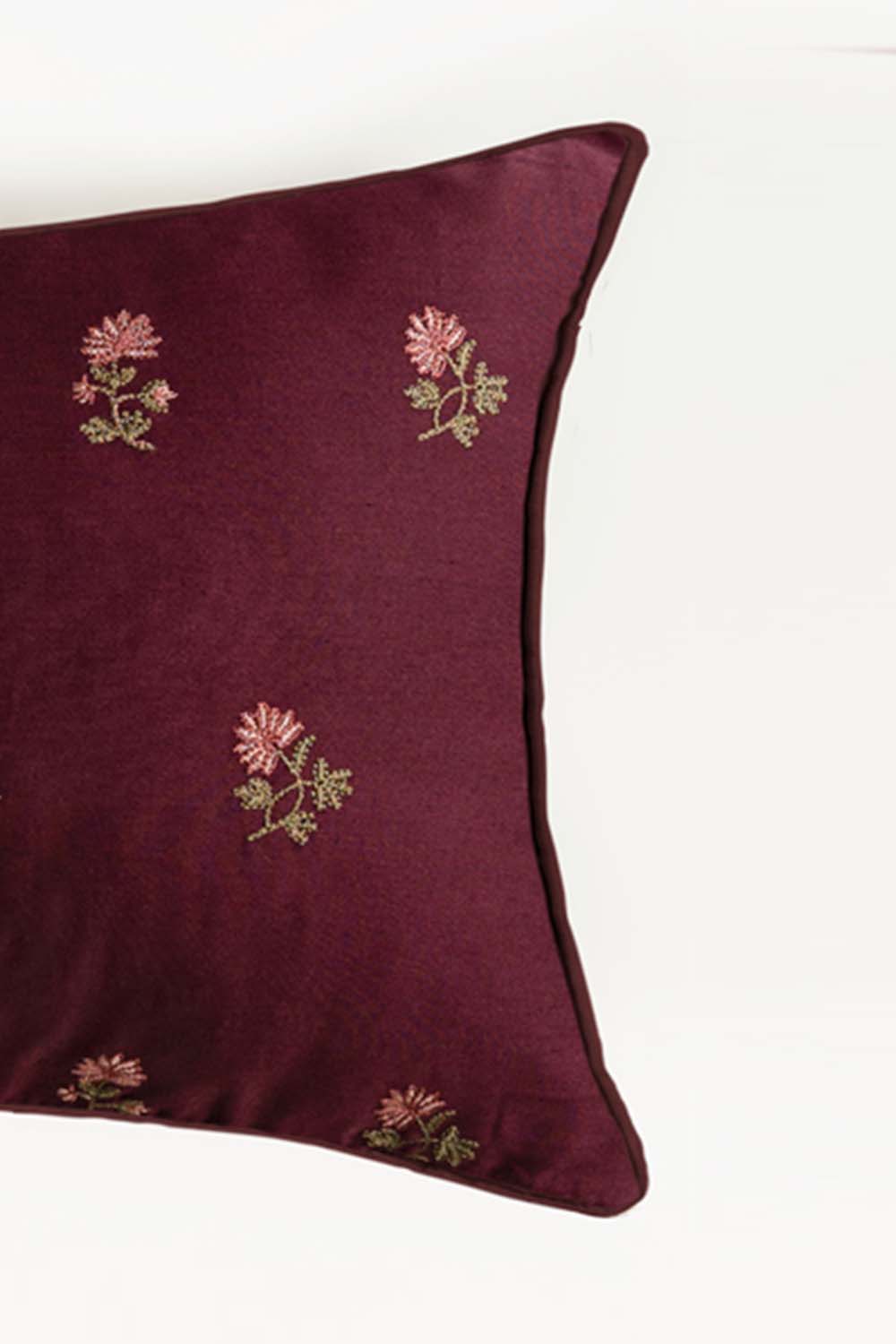 Plum Charm Embroidered Deck Cushion Cover