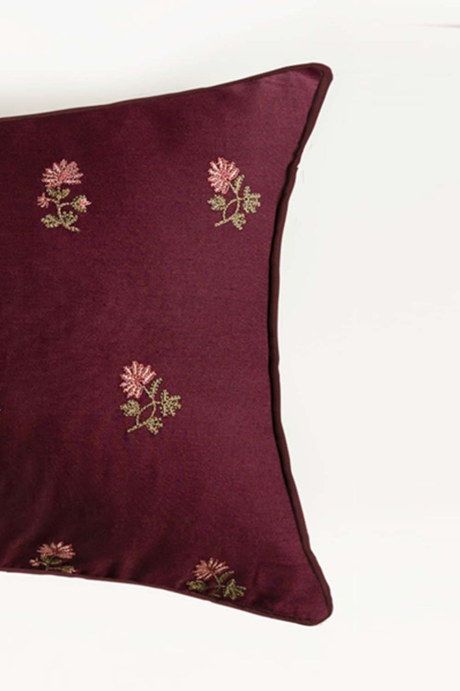 Plum Charm Embroidered Deck Cushion Cover