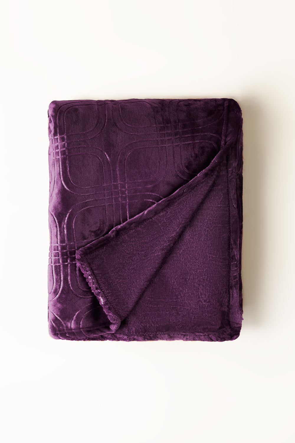 Plum Embossed Single Ply Fleece Throw