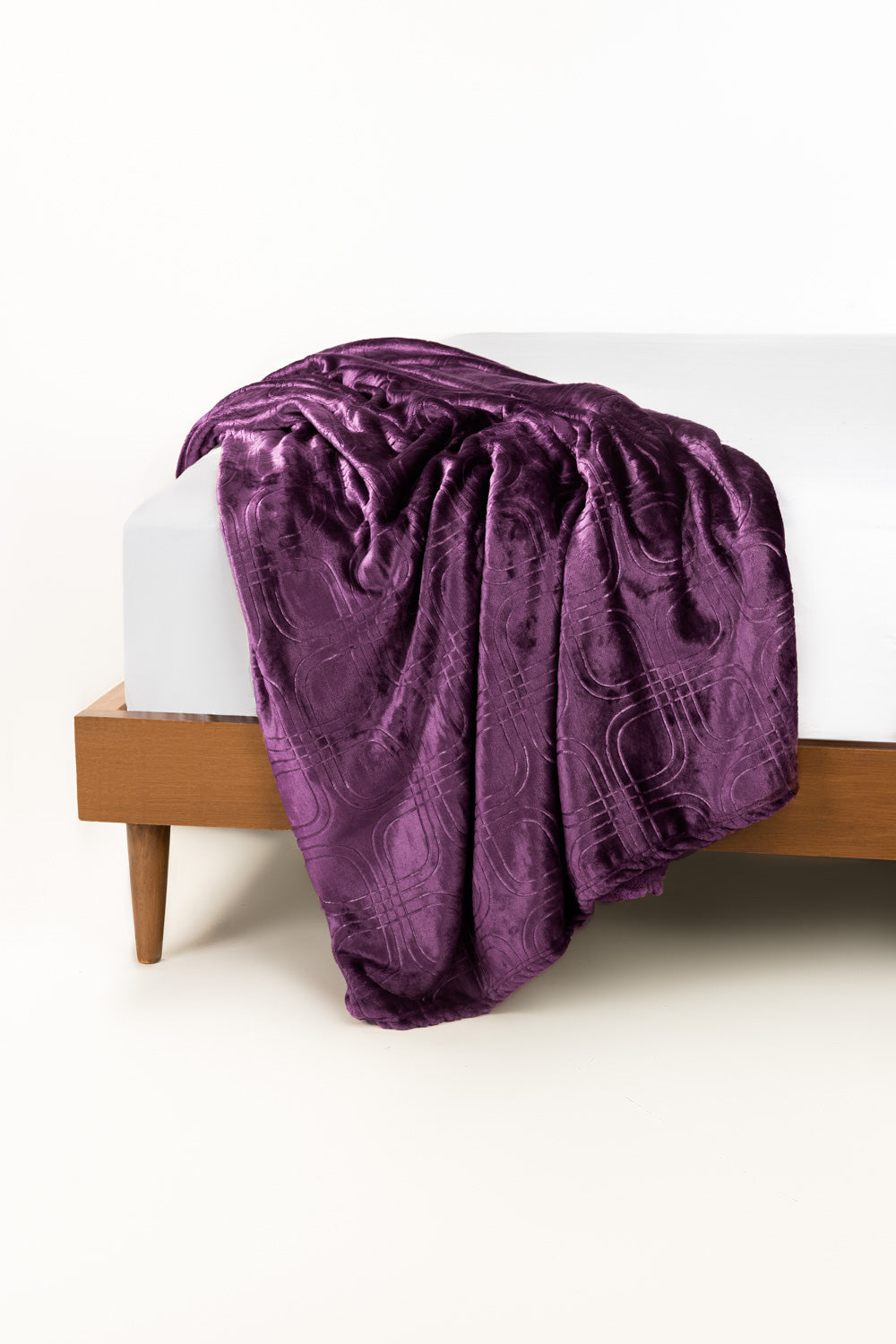 Plum Embossed Single Ply Fleece Throw