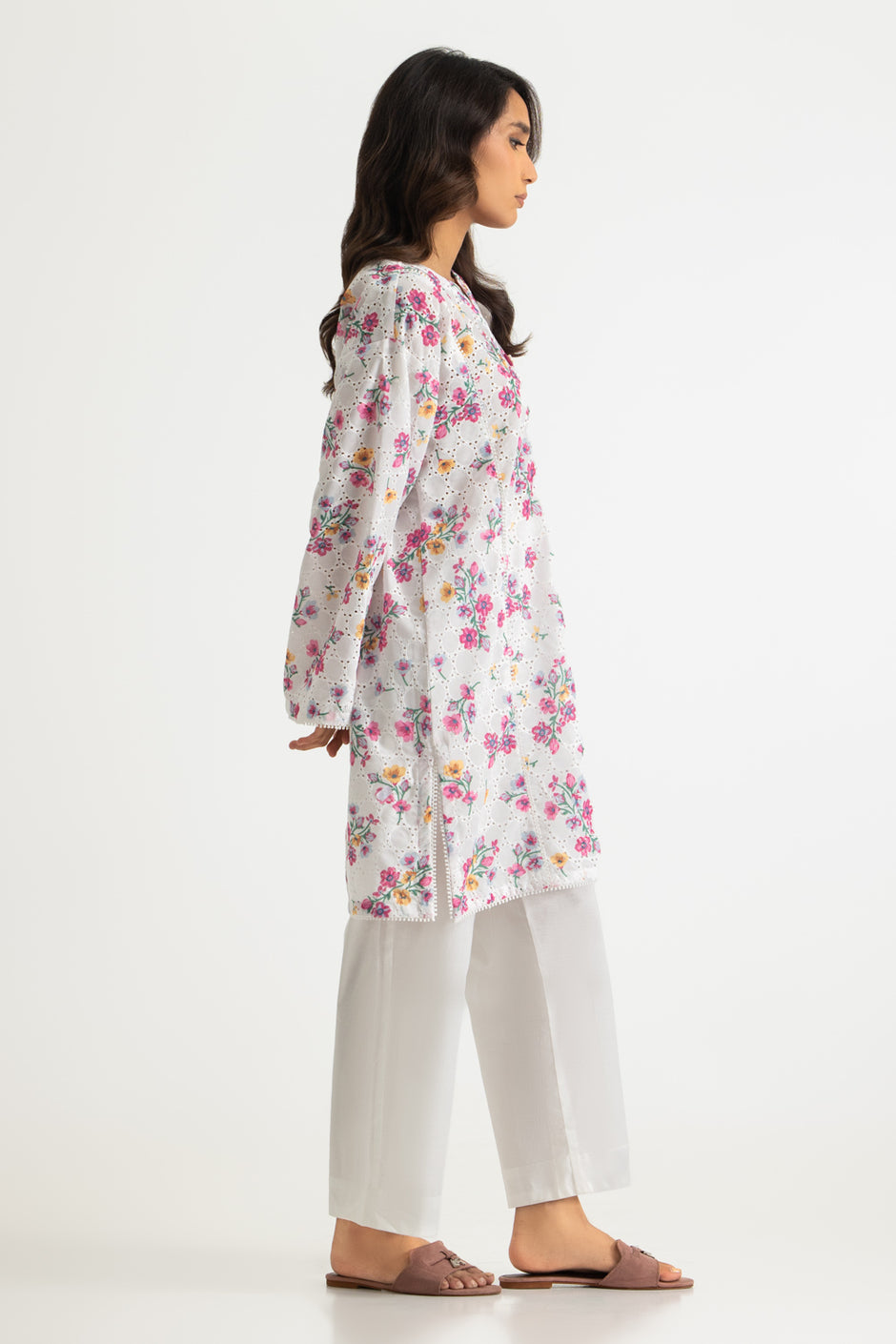 Rayon Printed Shirt With Embroidered And Dyed Trouser