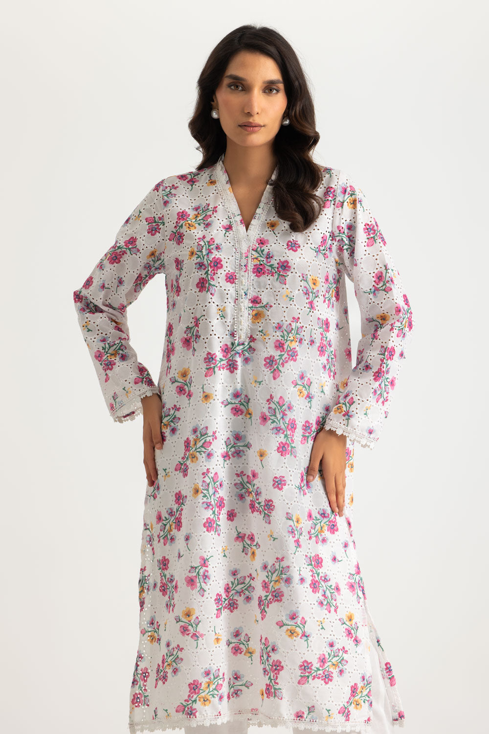Rayon Printed Shirt With Embroidered And Dyed Trouser