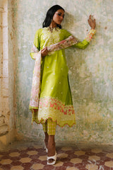 3 Piece Embroidered Lawn Suit with Organza Neckline, Borders and Printed Chiffon Dupatta