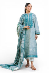 3 Piece Embroidered Lawn Suit with Printed Chiffon Dupatta BM-62003