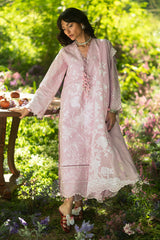 3 Piece Embroidered Lawn Suit with Embroidered Borders and Trouser and Lacquer Printed Chiffon Dupatta