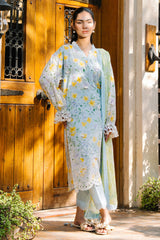 3 Piece Embroidered Printed Lawn Suit with Printed Chiffon Dupatta BM-62009