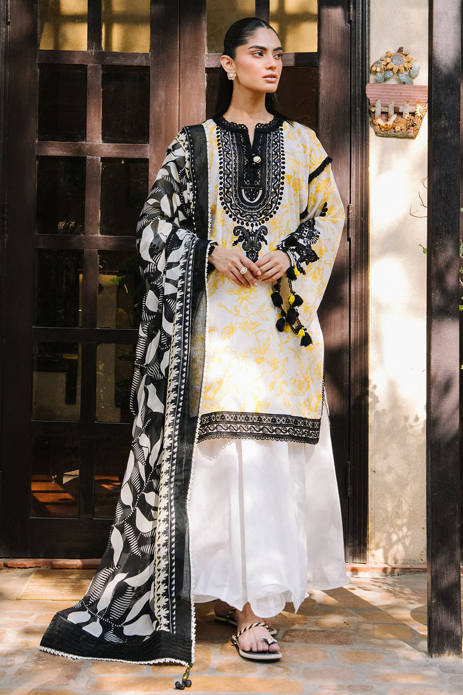 3 Piece Printed Lawn Suit with Printed Chiffon Dupatta and Embroidered Neckline